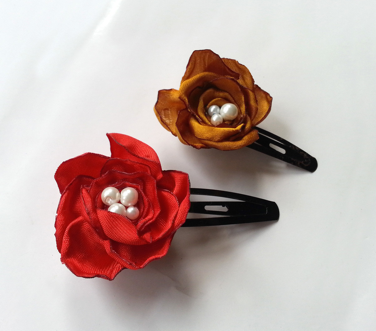 Clips flower hair artificial fabric accessory satin 2inch ribbon 50pcs silk lot accessories