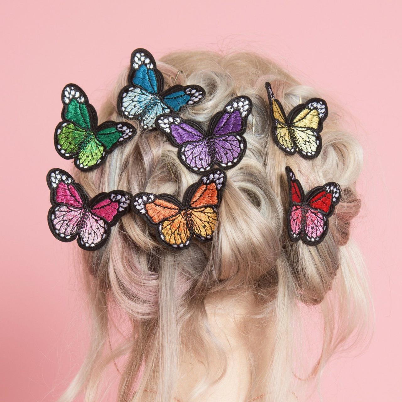 Silver butterfly clips for hair