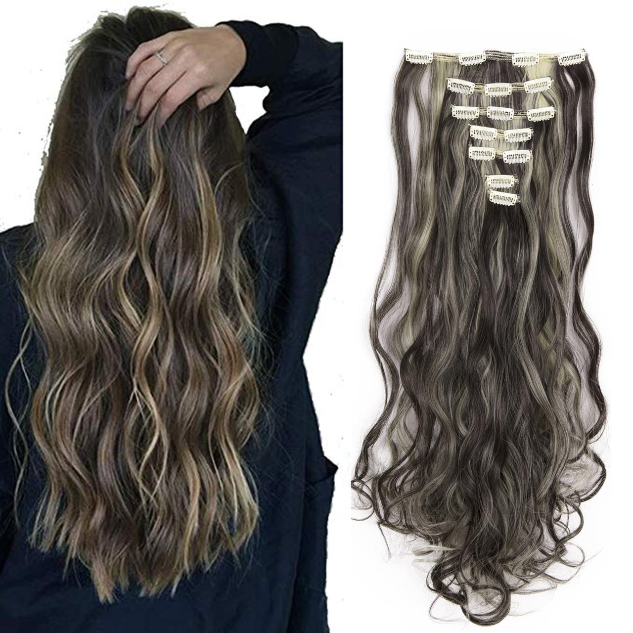 Silver hair extensions clip in