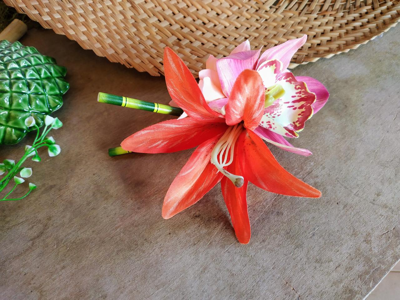 Hawaiian flower hair clips