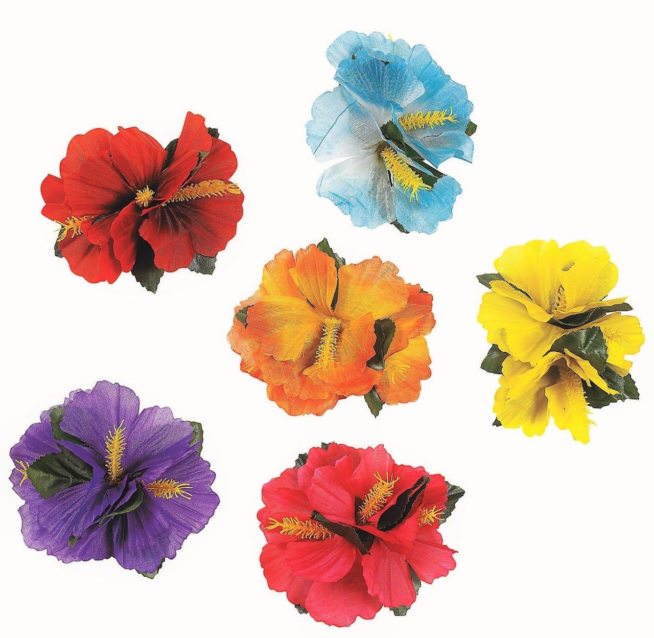 Hawaiian flower hair clips