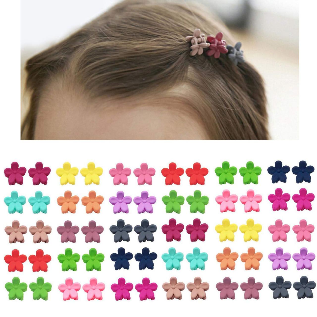 Hair clips girls small claws metal kids mini claw accessories clip crystal flower 12pcs flowers rhinestone lot cute fashion clamp