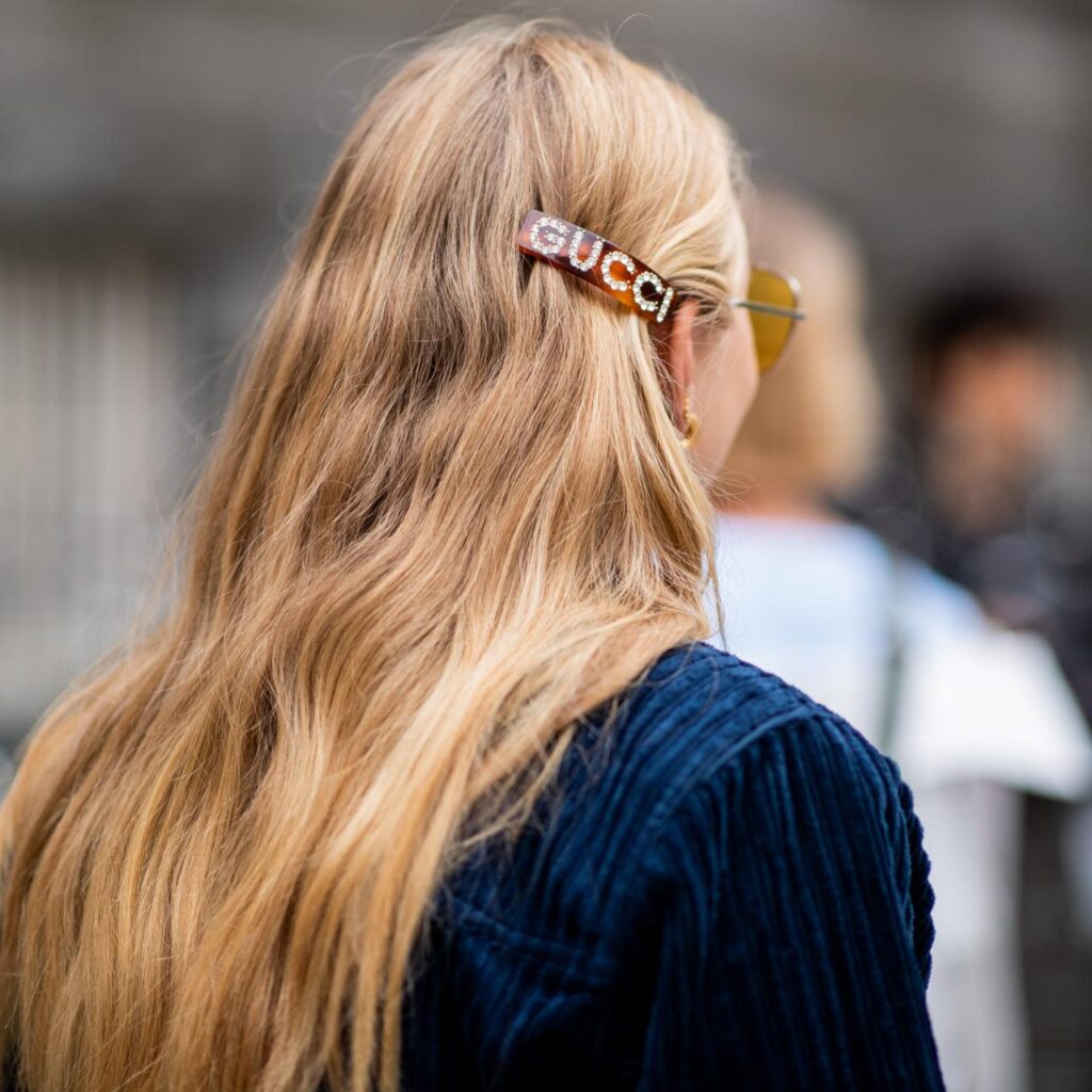 Silver barrette hair clip