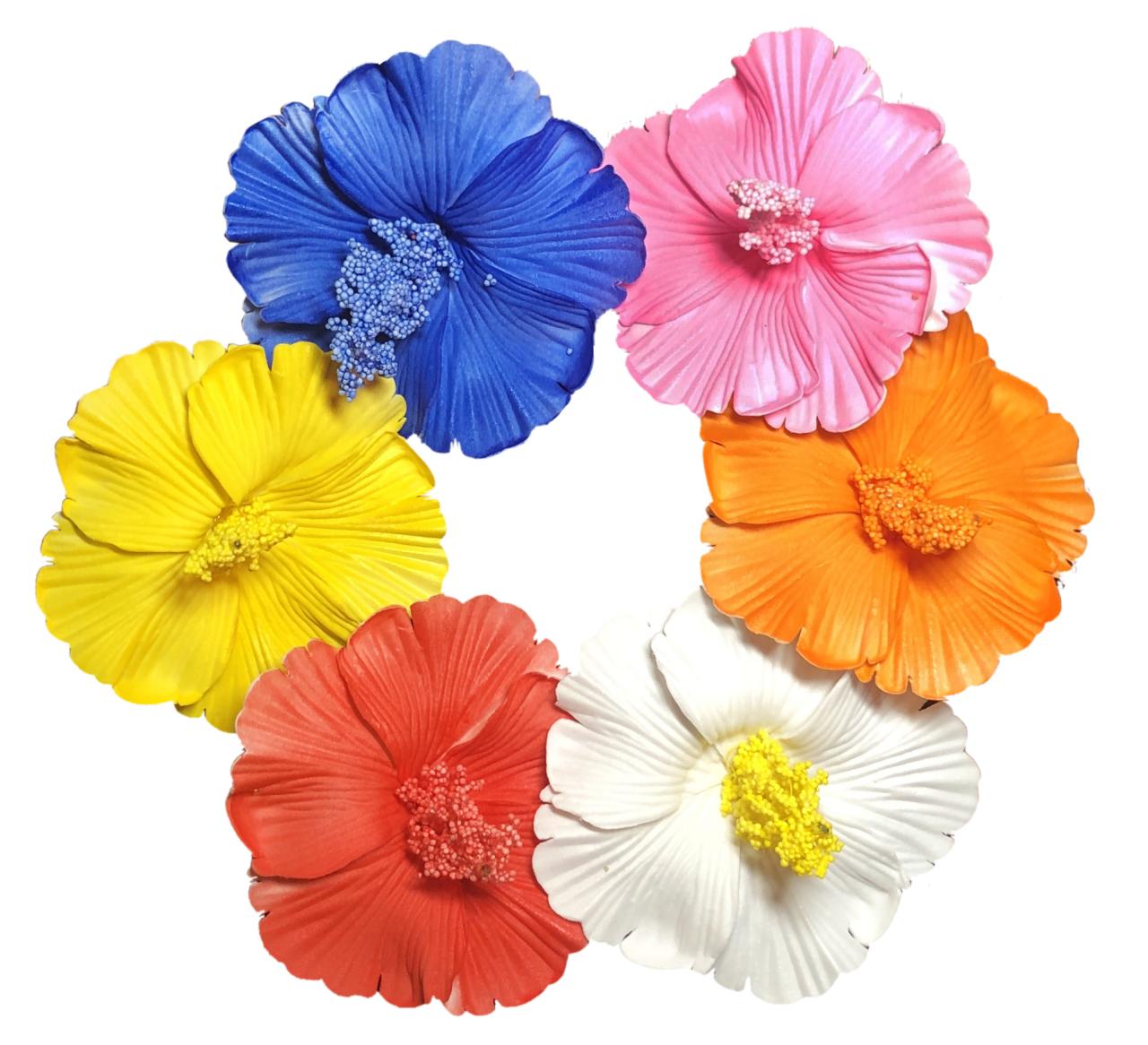 Hawaiian flower hair clips