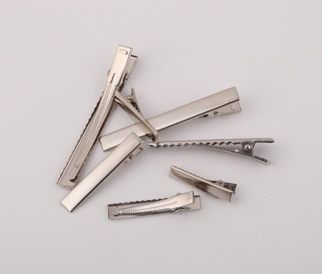 Silver hair clips