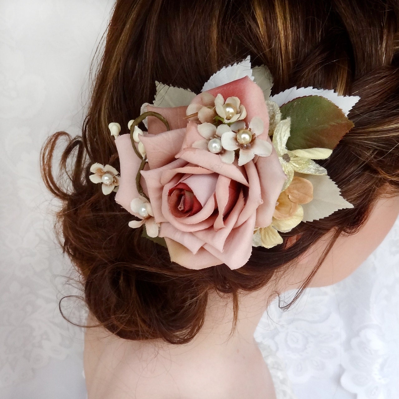 Hair flower accessories clips wedding women rose diy blooming hairpins bridal girl