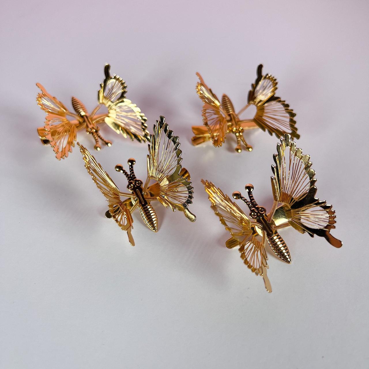 Gold butterfly hair clips