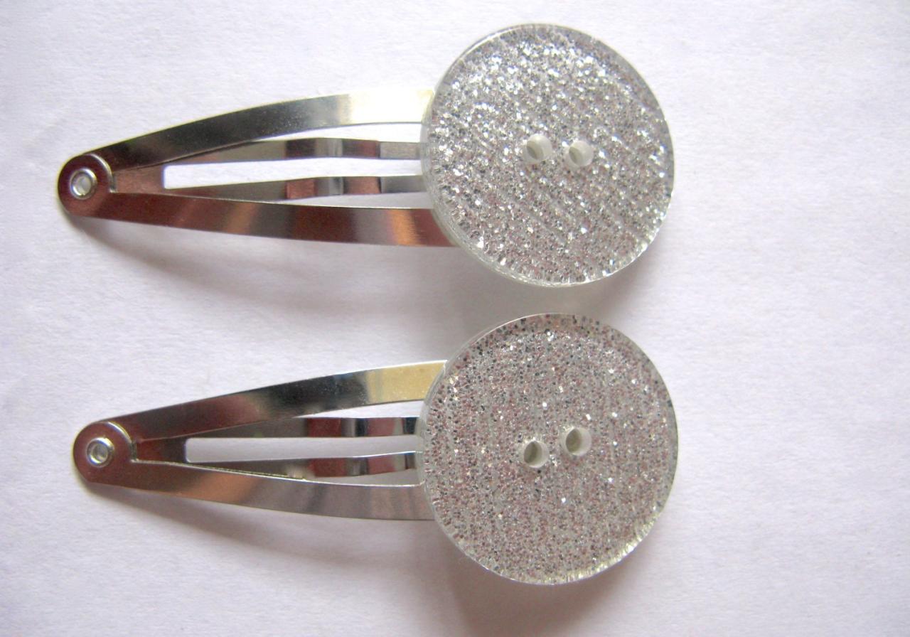 Silver hair clips